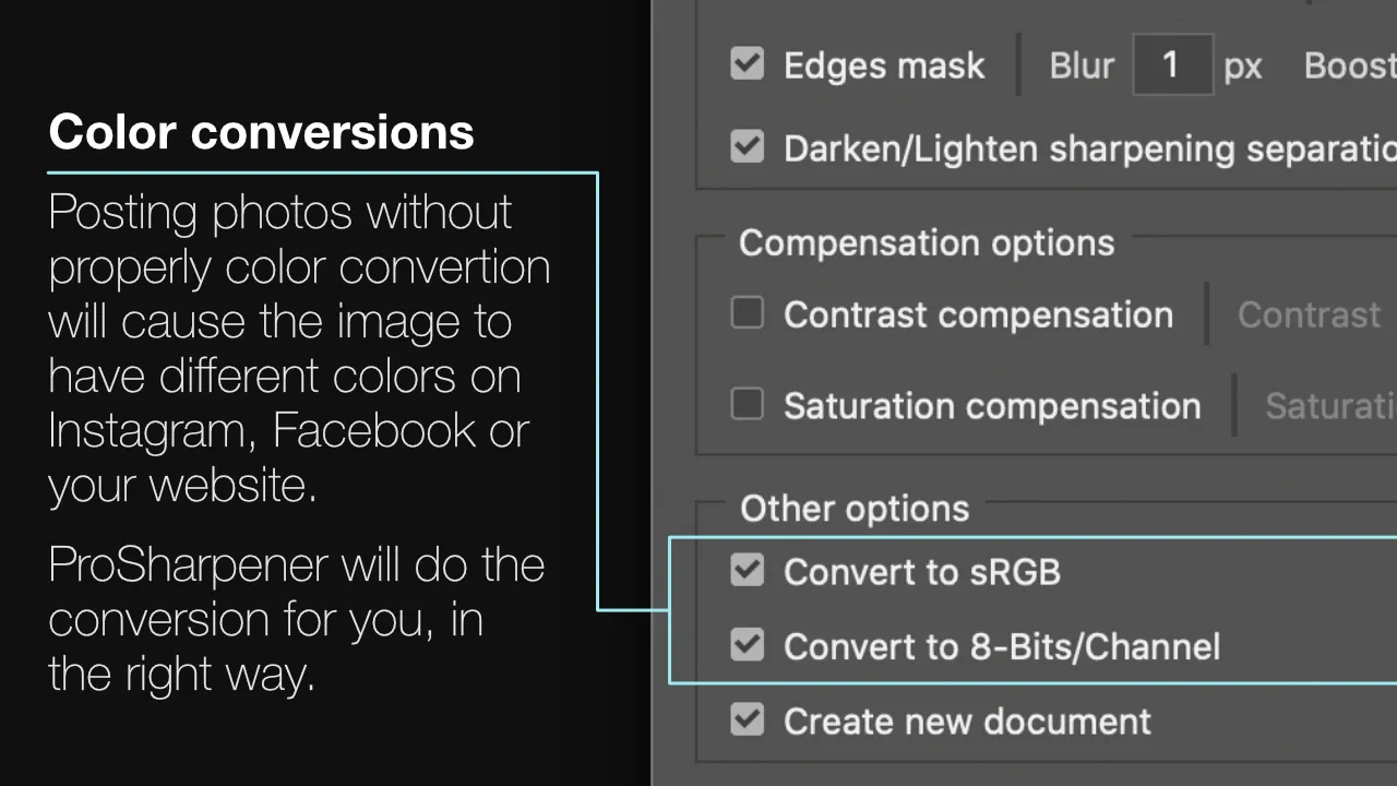 Color conversion options